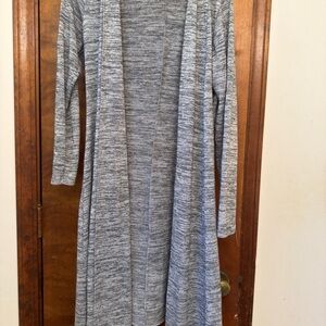 Gray Long Open Cardigan